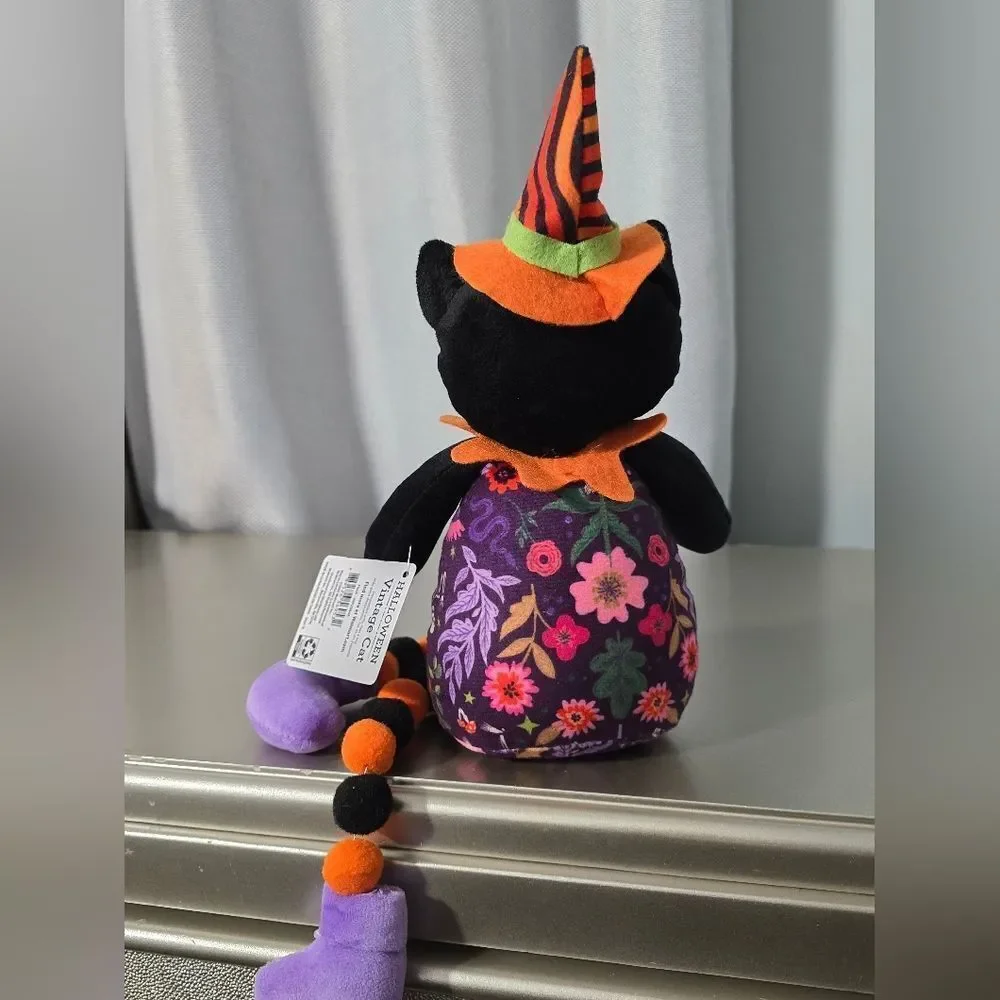 Plush Vintage Grinning Cat Tabletop Decor Multicolor 18